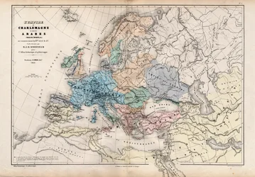 The Empire of Charlemagne, fra Atlas Historique et Picturesque, af M J-H Schnitzler, 1857